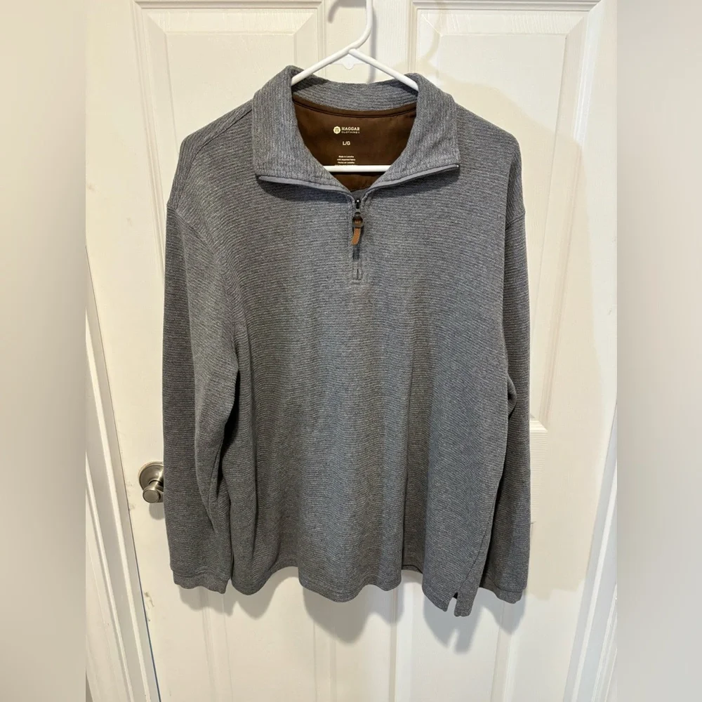 HAGGAR Quarter Zip Gray Sweater